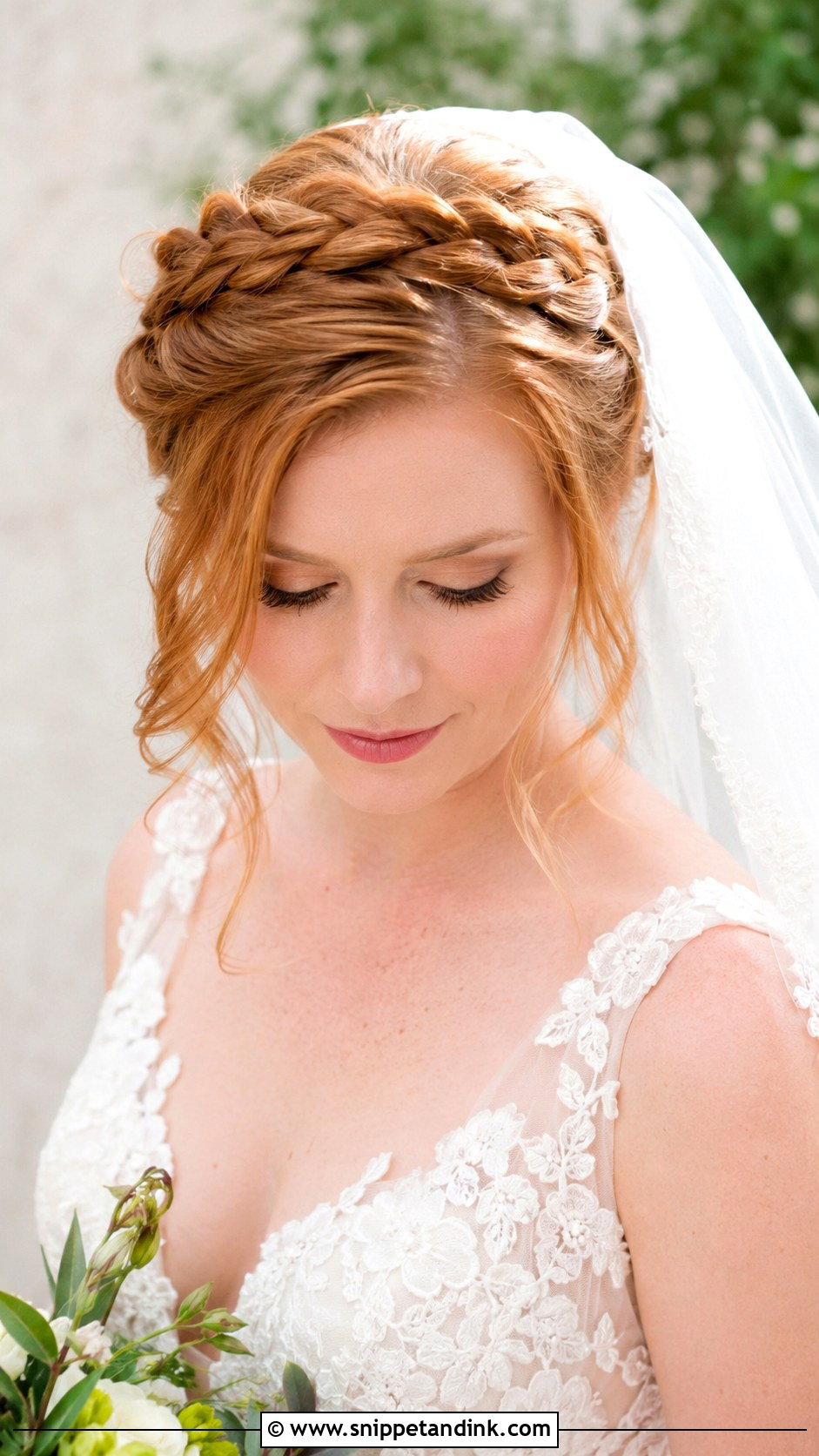 Halo Braid With Veil - Snippet and Ink - 20 Braided Bridal Hair Ideas