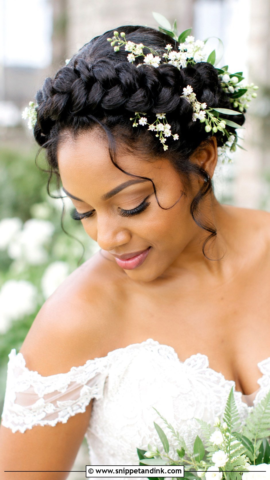 Halo Braid for Black Brides - Snippet and Ink - 25 Bridal Hairstyles Black Women