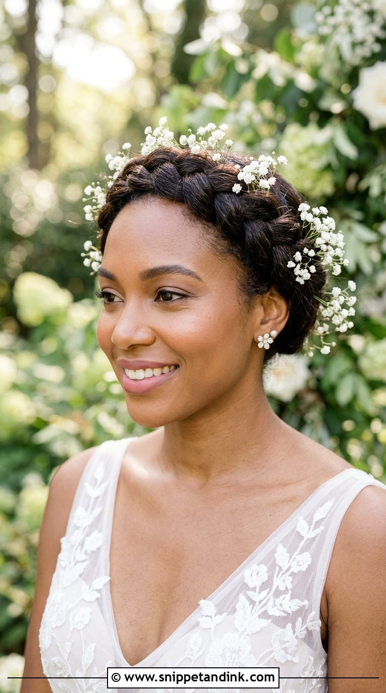 Halo Braid for Brides - Snippet and Ink - 20 Braids for Wedding Hair Black Women
