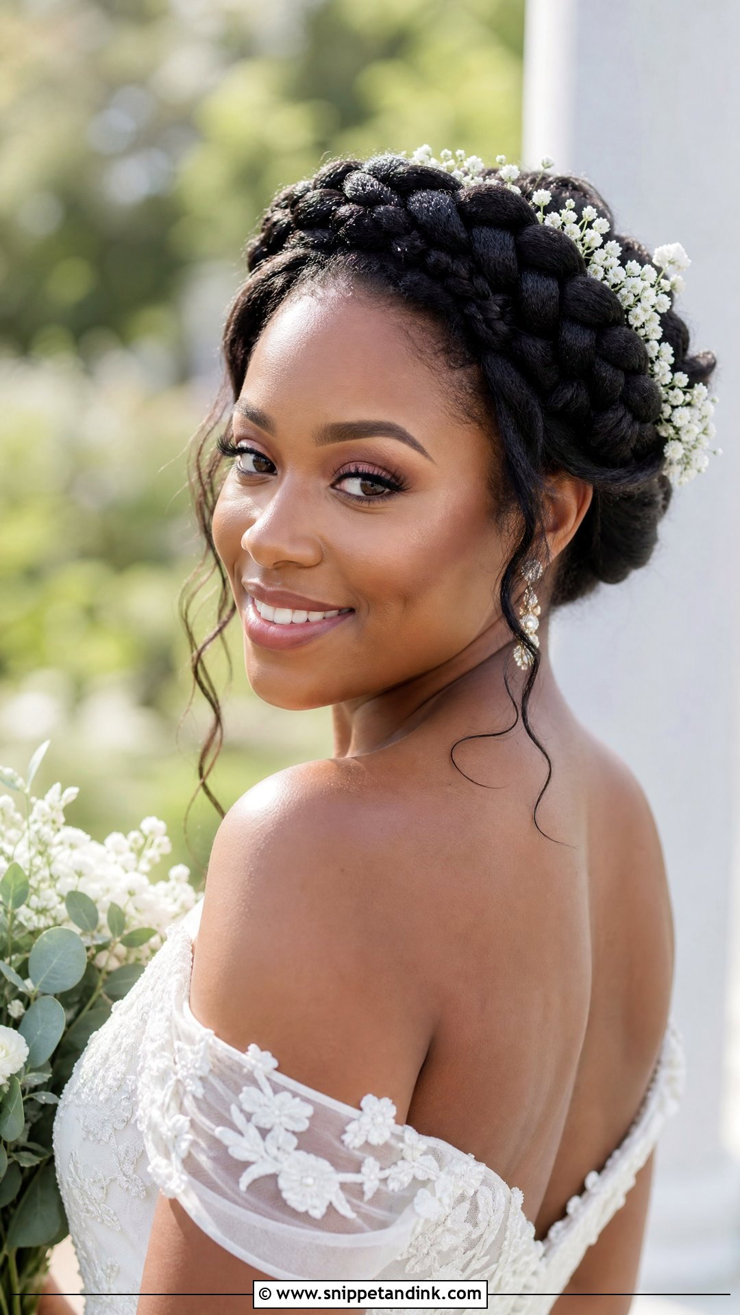 Halo Braid for Natural Hair Bride - Snippet and Ink - 20 Natural Wedding Hairstyles Black Bride