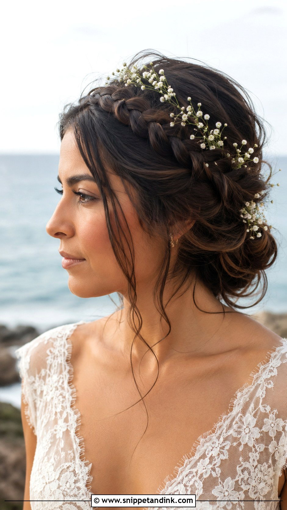 Halo Braid for Romantic Looks - Snippet and Ink - 30 Beach Wedding Hair Ideas