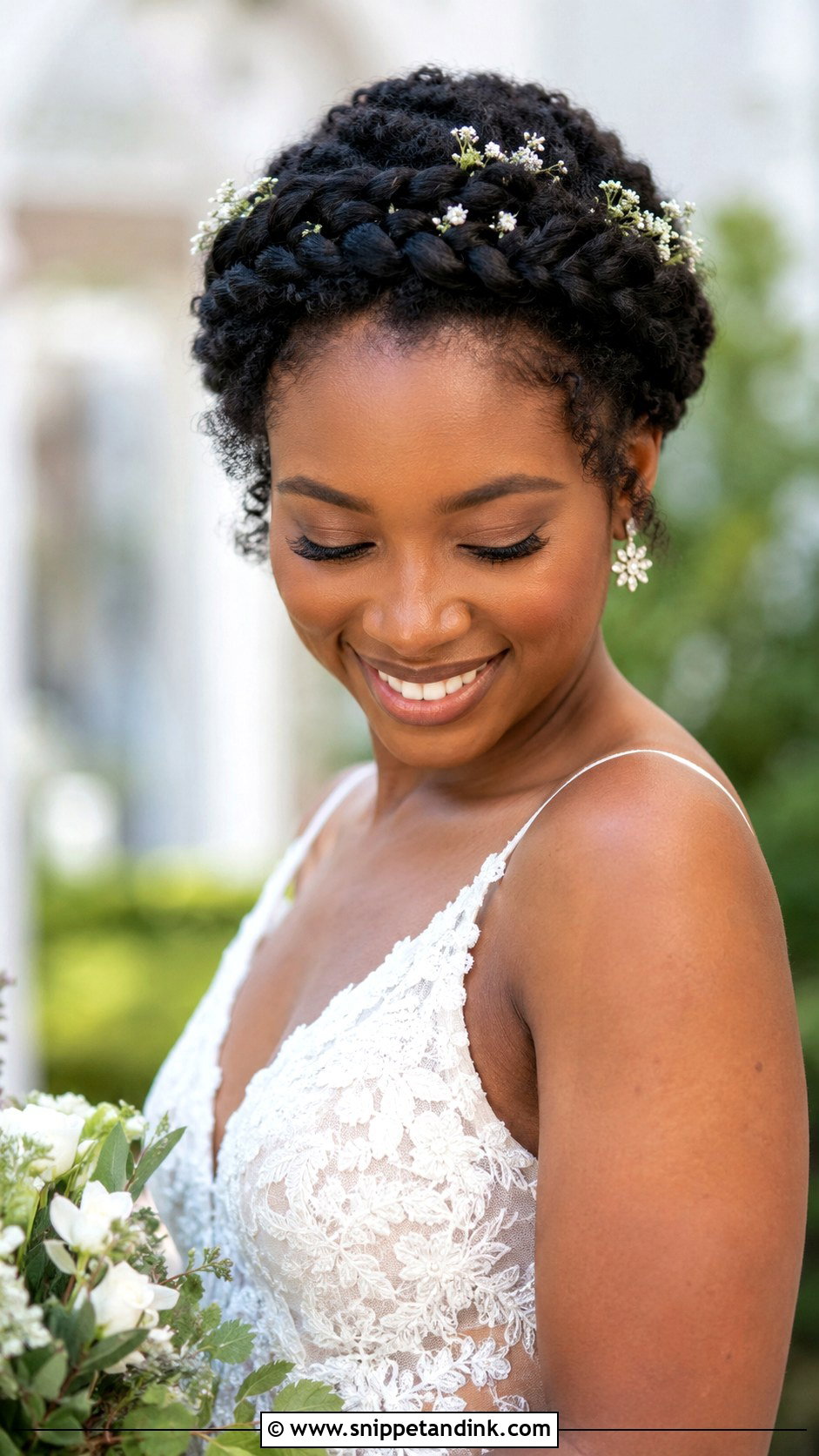 Halo Crown Braid - Snippet and Ink - 25 Natural Hair Bridal Hairstyles