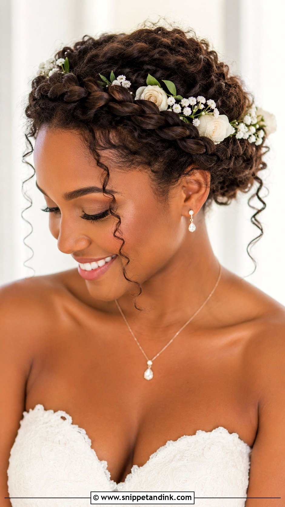 Halo Crown Braid for Brides - Snippet and Ink - 20 African Bridal Hairstyles Natural Hair Brides