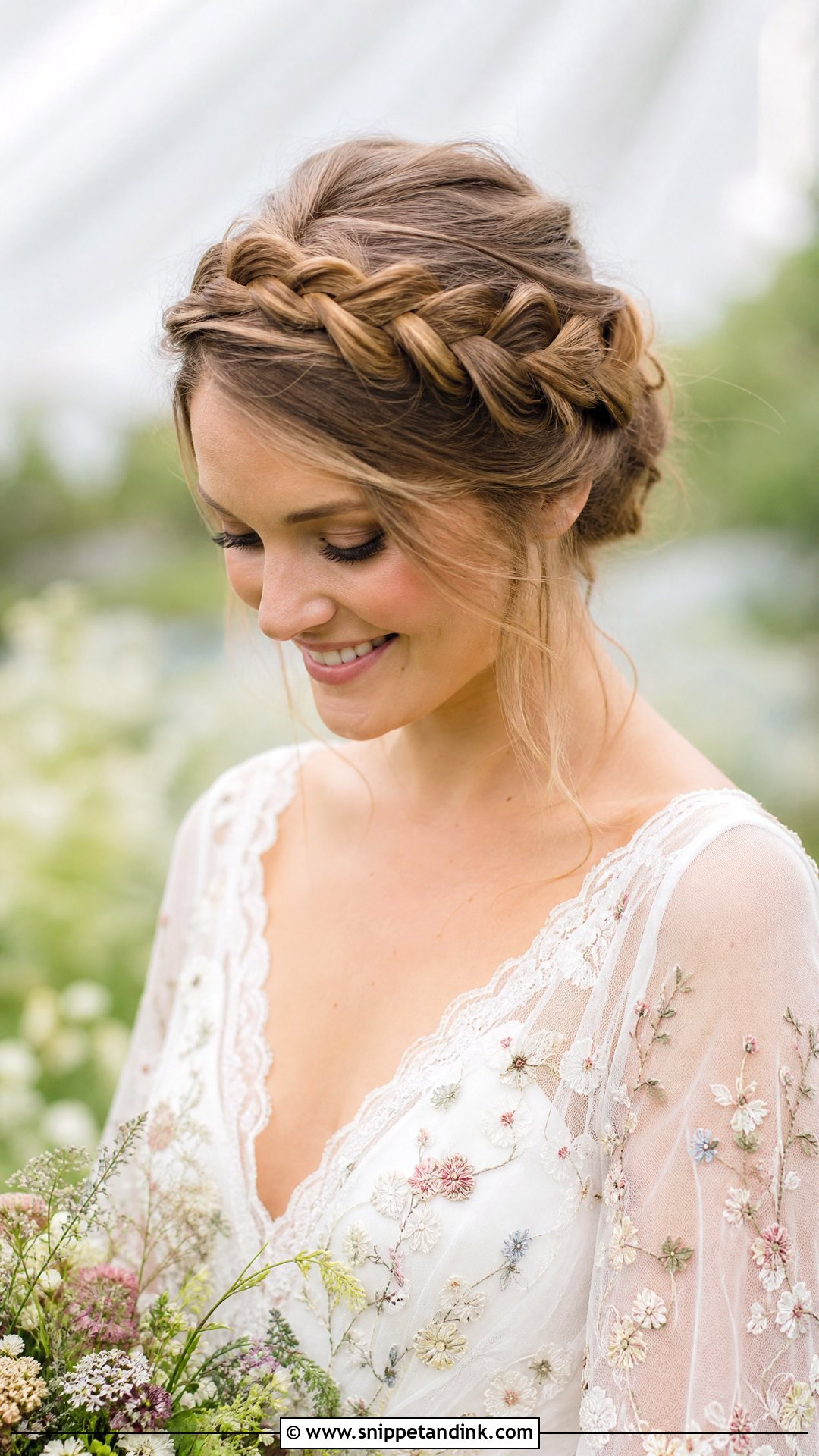 Halo Crown Braid for Thin Hair - Snippet and Ink - 20 Wedding Guest Hair for Fine Hair Ideas