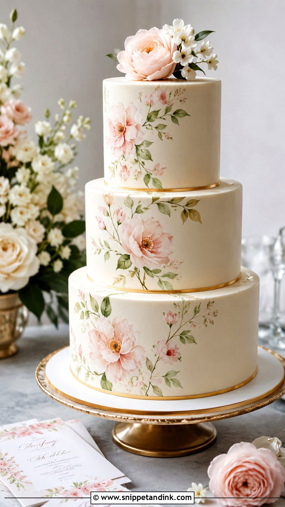 Hand Painted Wedding Cake - Snippet and Ink - 20 Pretty Cakes for Wedding