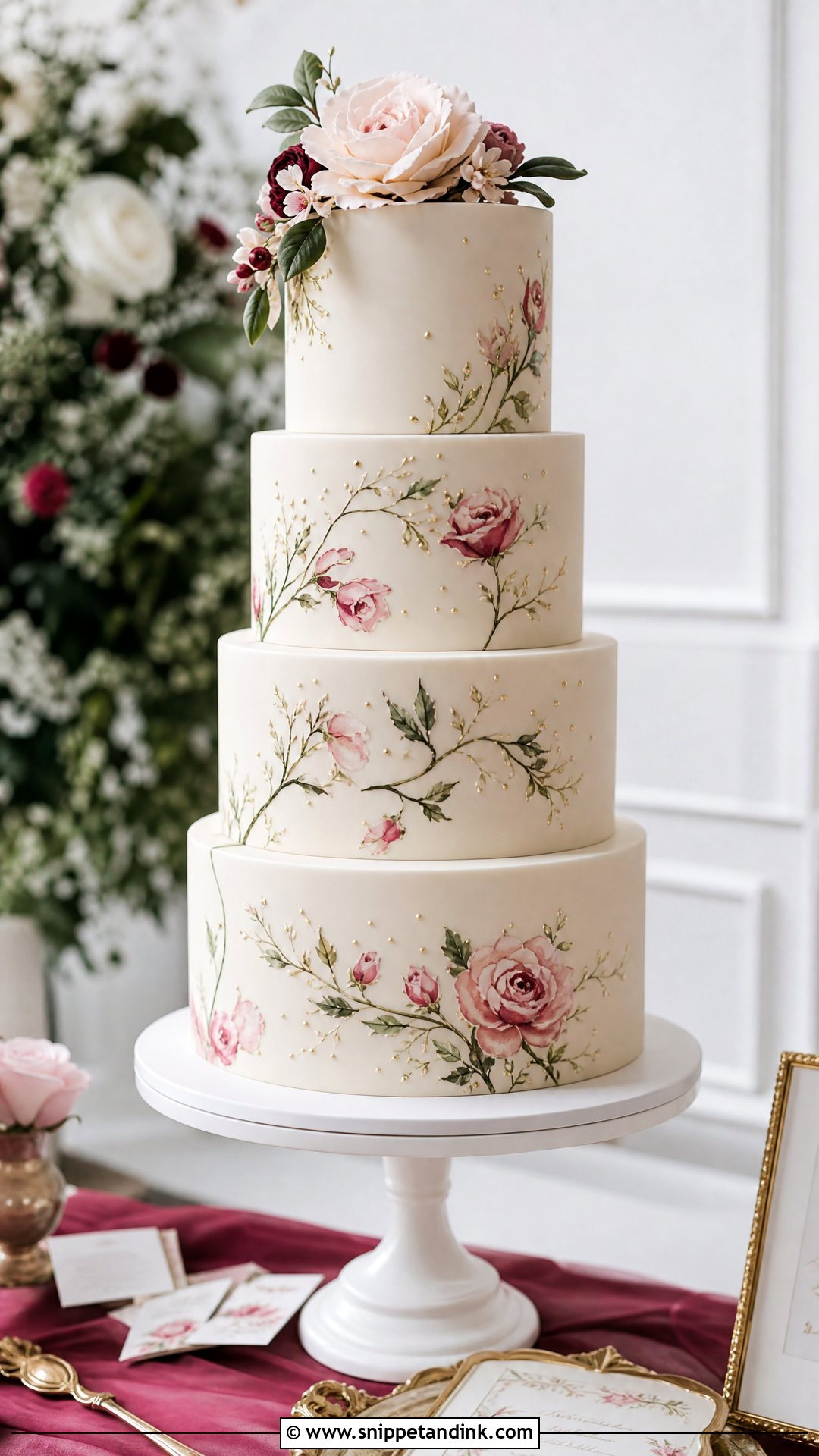 Hand Painted Wedding Cake - Snippet and Ink - 25 Big Cake Design Ideas for Wedding