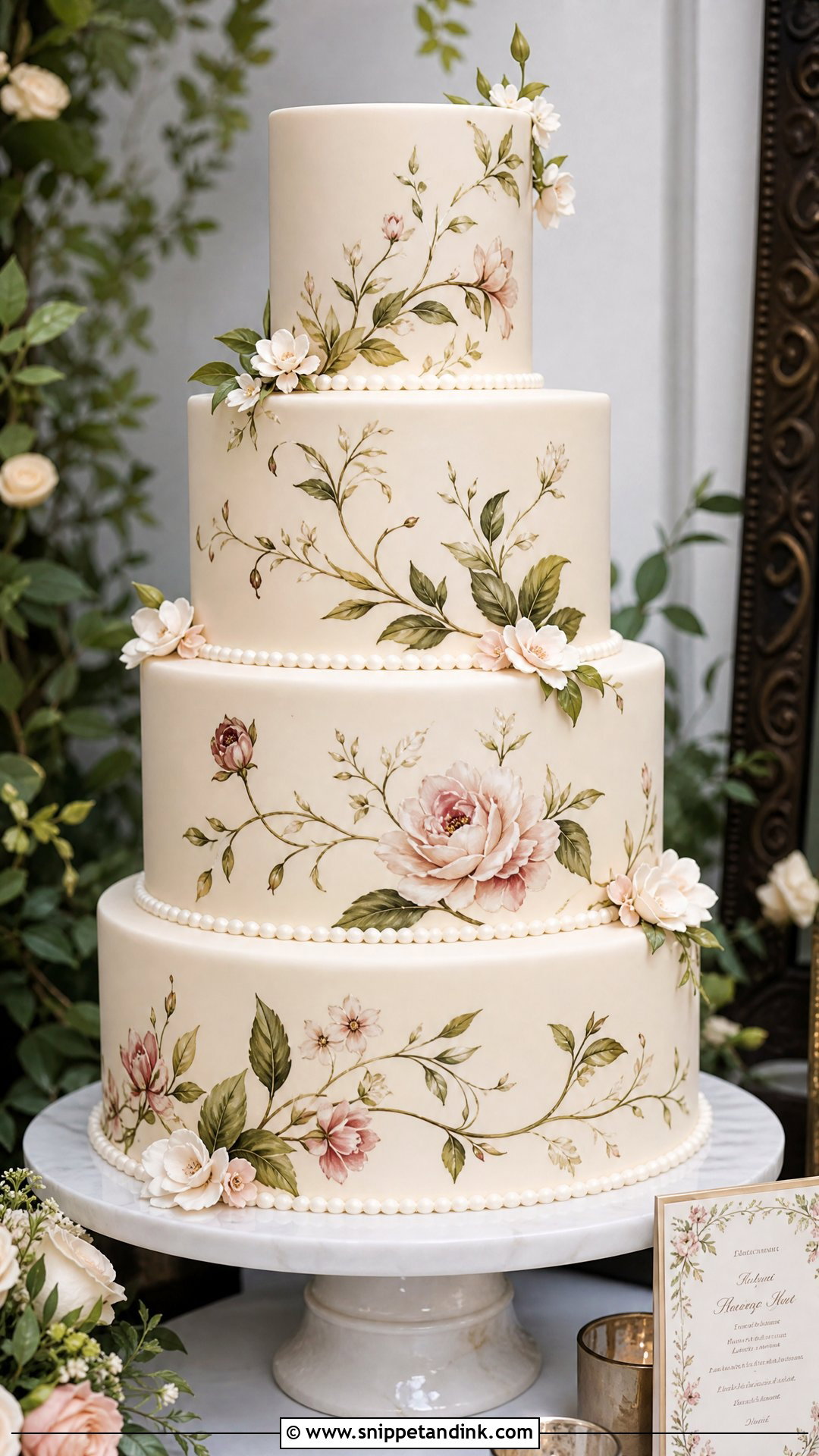 Hand Painted Wedding Cake - Snippet and Ink - 30 Big Cake Ideas for Wedding