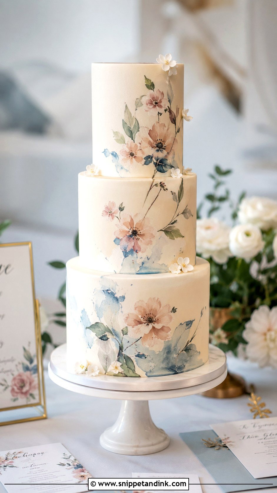 Hand Painted Wedding Cake - Snippet and Ink - 20 Different Cake Ideas for Wedding