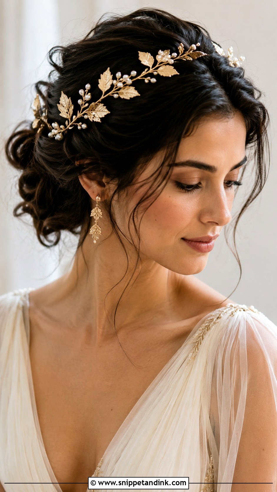 Handmade Gold Leaf Bridal Headpiece - Snippet and Ink - 15 Handmade Bridal Hair Accessories