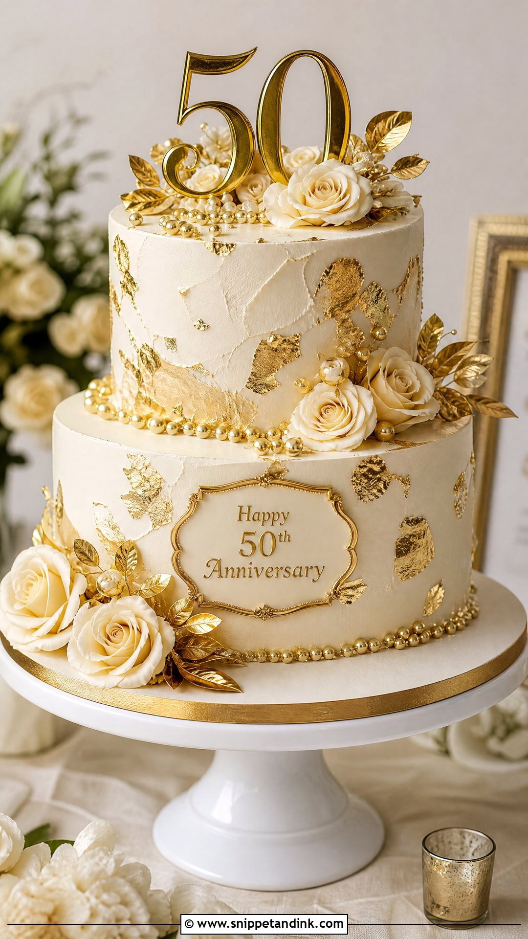 Happy Anniversary 50th Anniversary Cake - Snippet and Ink - 30 Happy Anniversary Cake Ideas