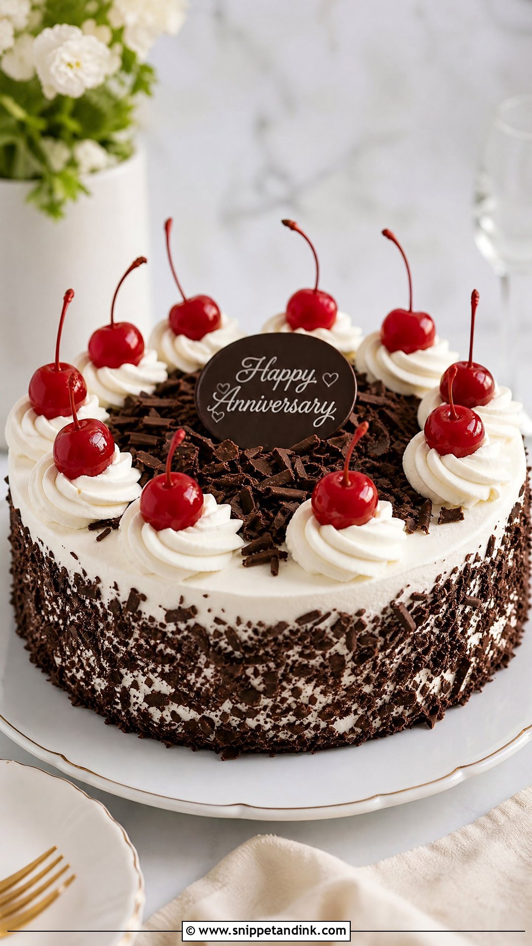 Happy Anniversary Black Forest Cake - Snippet and Ink - 30 Happy Anniversary Cake Ideas