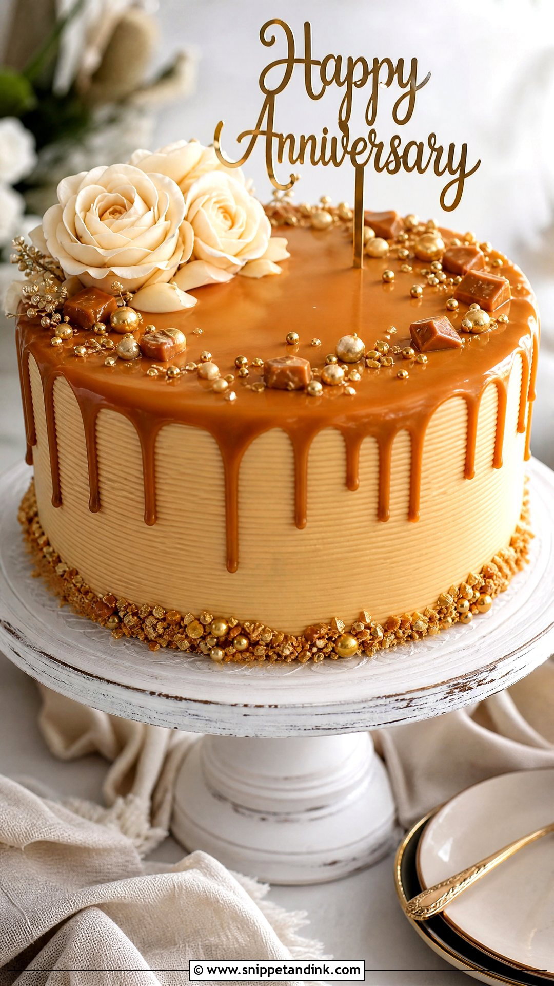 Happy Anniversary Caramel Cake - Snippet and Ink - 30 Happy Anniversary Cake Ideas