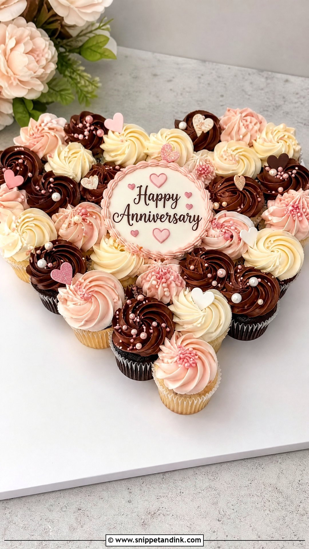 Happy Anniversary Cupcake Cake - Snippet and Ink - 30 Happy Anniversary Cake Ideas