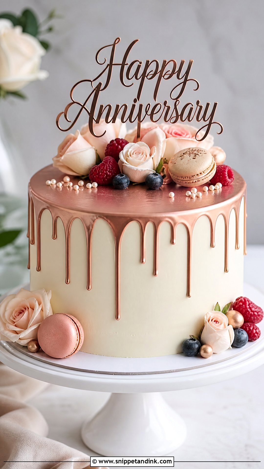 Happy Anniversary Drip Cake - Snippet and Ink - 30 Happy Anniversary Cake Ideas