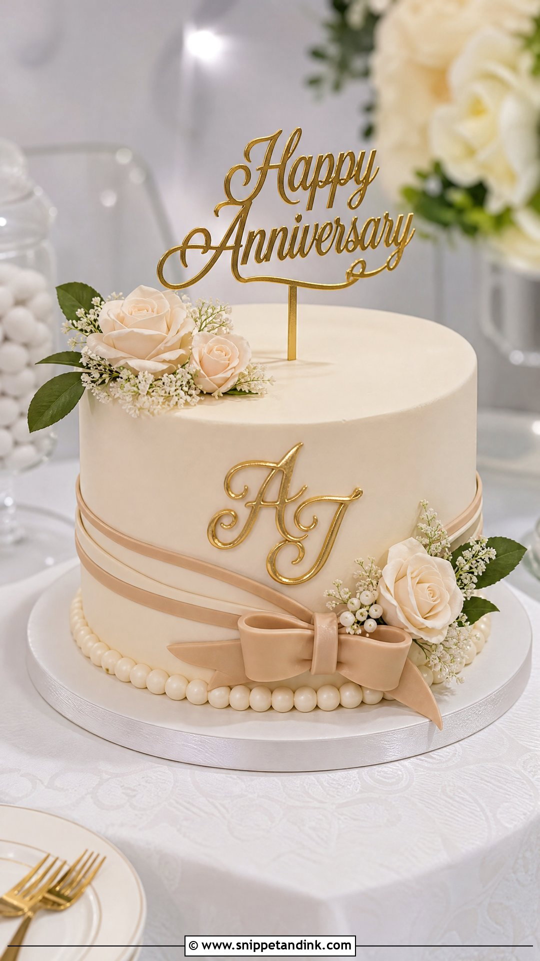 Happy Anniversary Fondant Cake - Snippet and Ink - 30 Happy Anniversary Cake Ideas