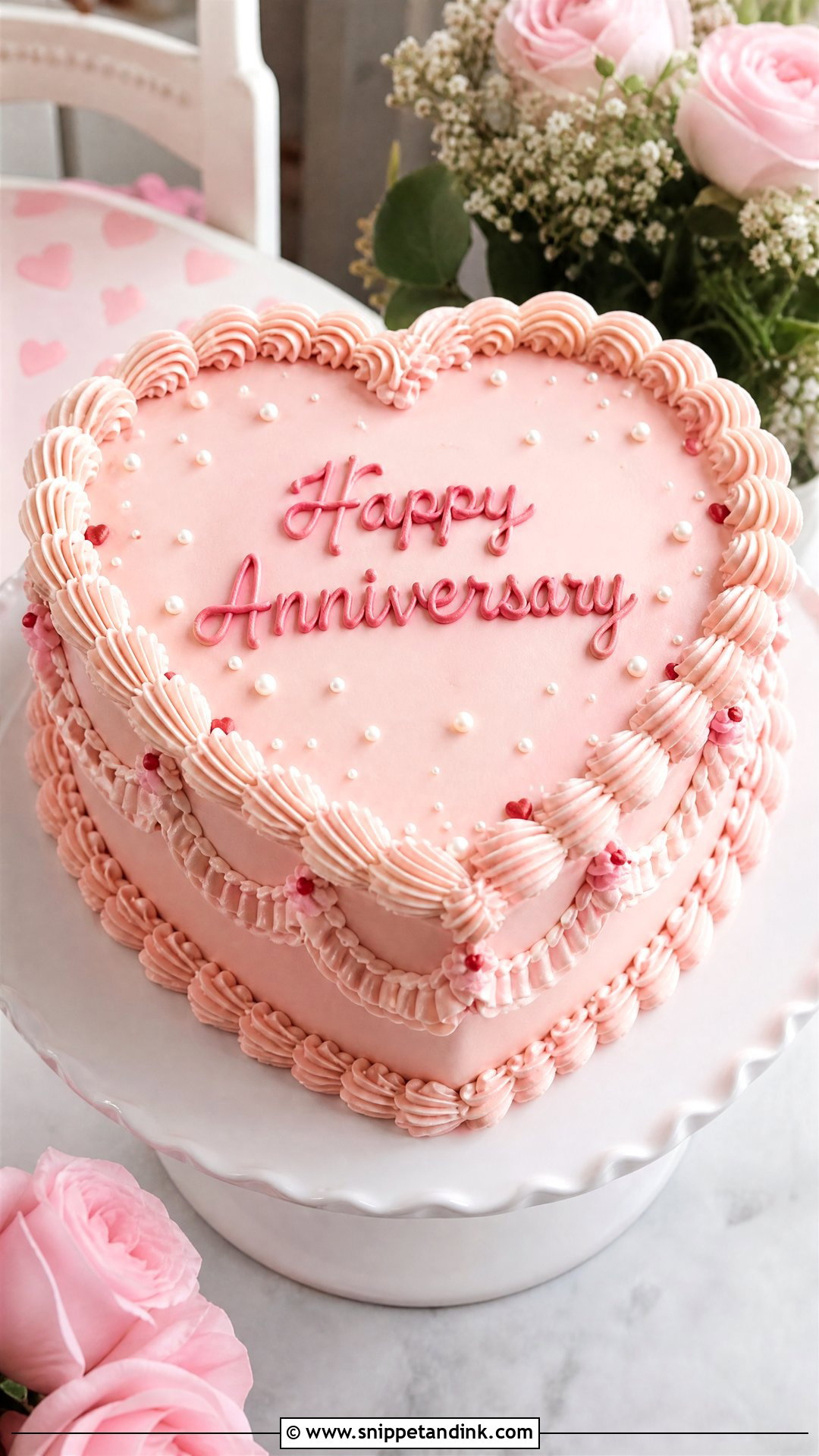 Happy Anniversary Heart Cake - Snippet and Ink - 30 Happy Anniversary Cake Ideas
