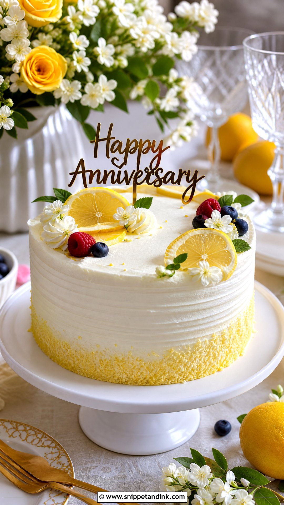 Happy Anniversary Lemon Cake - Snippet and Ink - 30 Happy Anniversary Cake Ideas