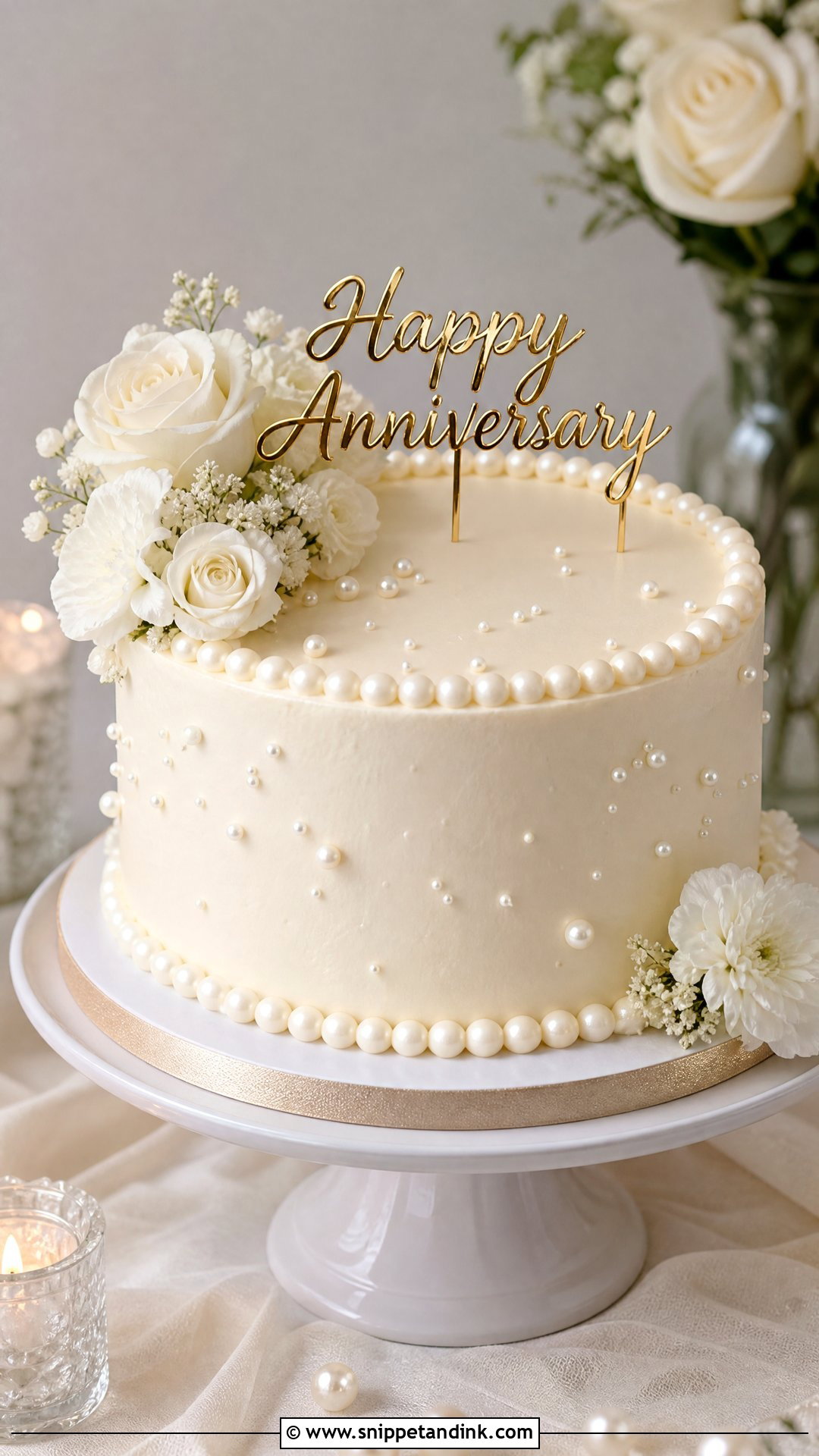 Happy Anniversary Pearl Cake - Snippet and Ink - 30 Happy Anniversary Cake Ideas