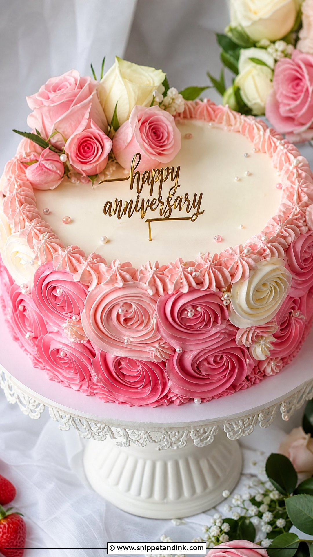 Happy Anniversary Rose Cake - Snippet and Ink - 30 Happy Anniversary Cake Ideas