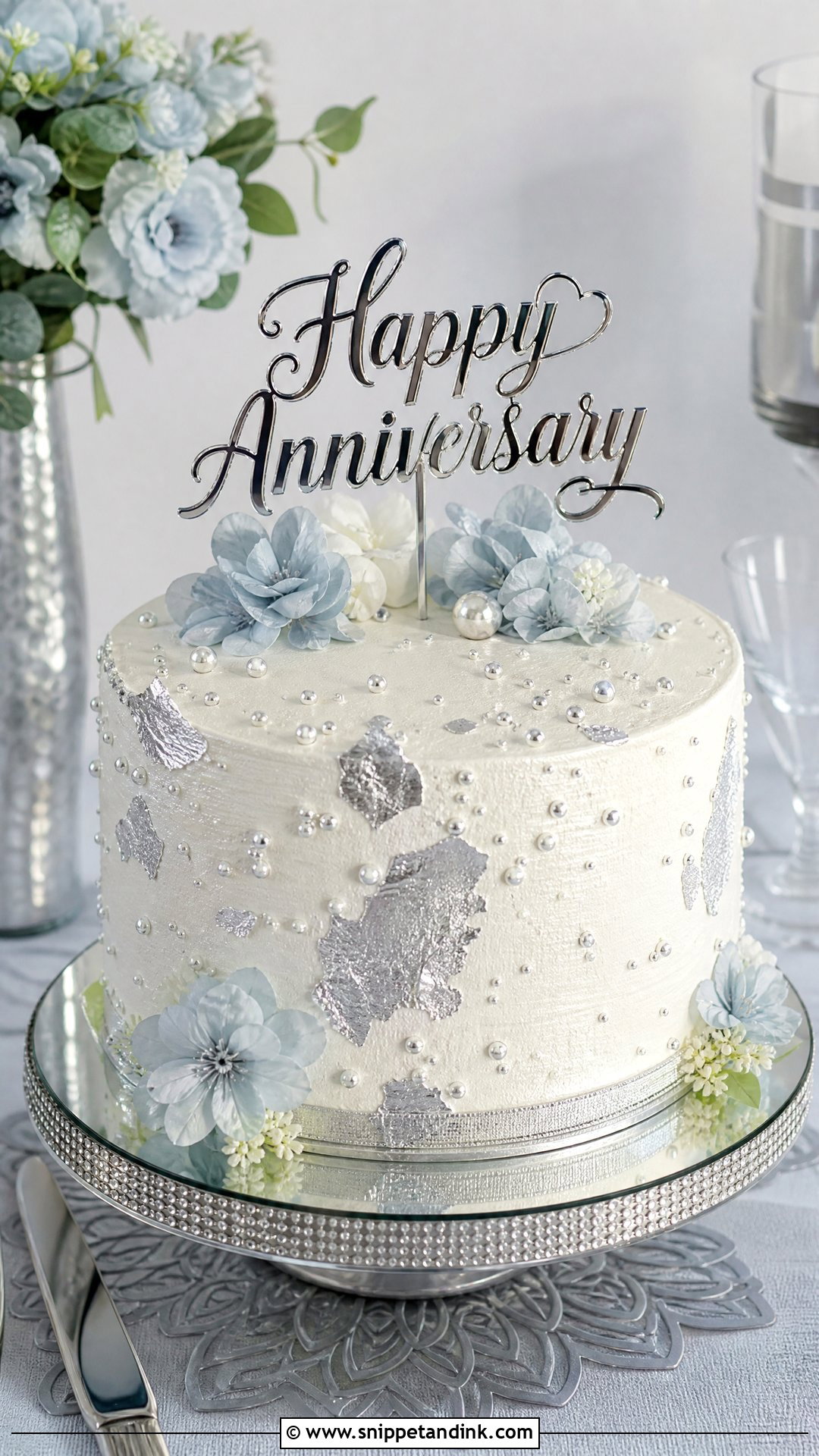 Happy Anniversary Silver Cake - Snippet and Ink - 30 Happy Anniversary Cake Ideas