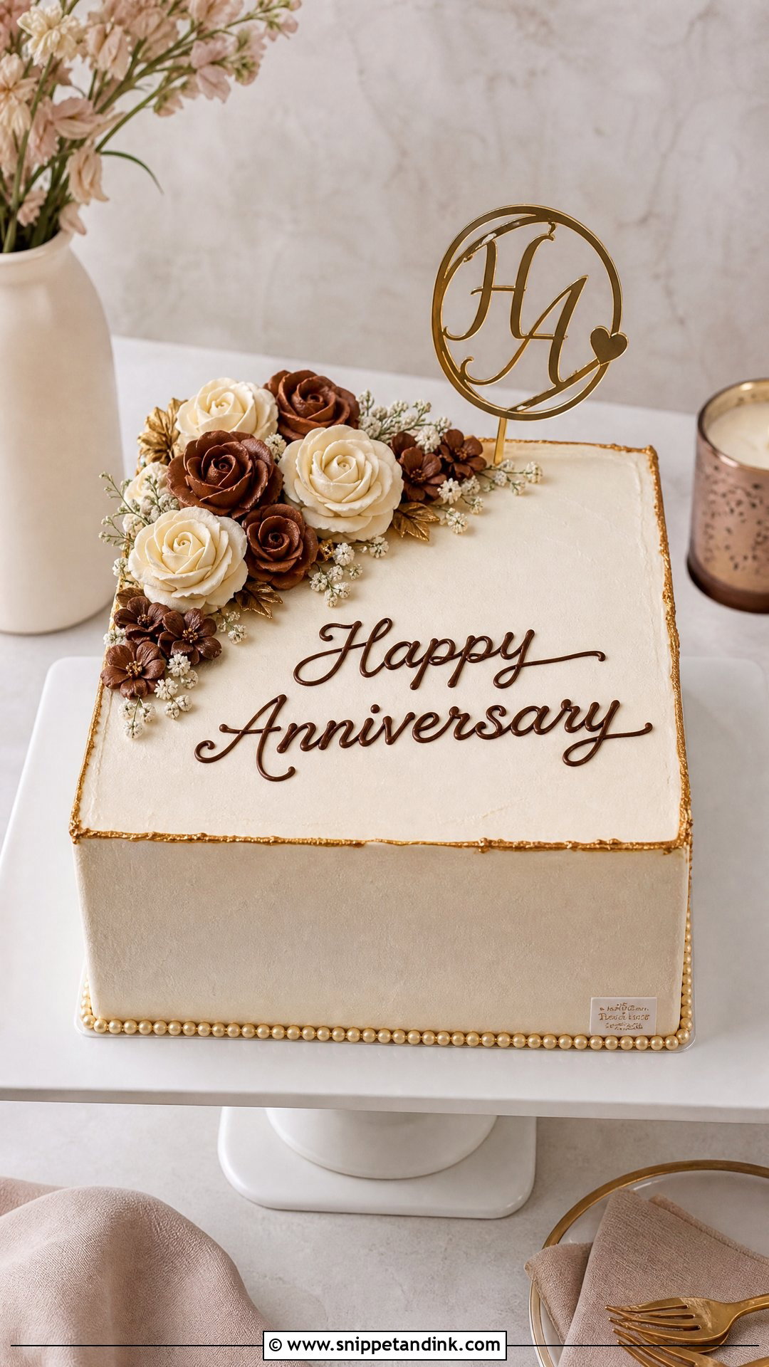 Happy Anniversary Square Cake - Snippet and Ink - 30 Happy Anniversary Cake Ideas