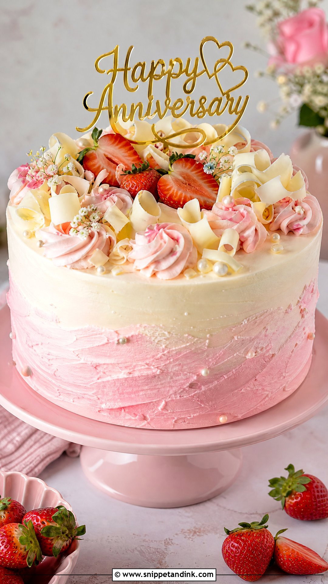 Happy Anniversary Strawberry Cake - Snippet and Ink - 30 Happy Anniversary Cake Ideas