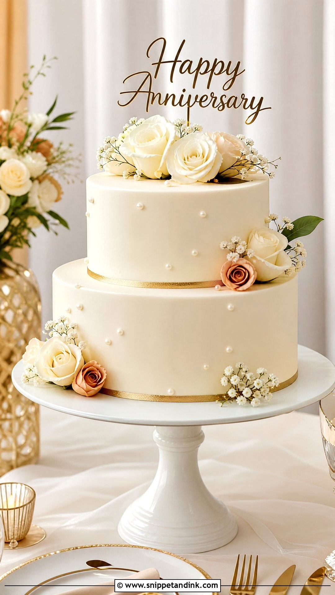 Happy Anniversary Tier Cake - Snippet and Ink - 30 Happy Anniversary Cake Ideas