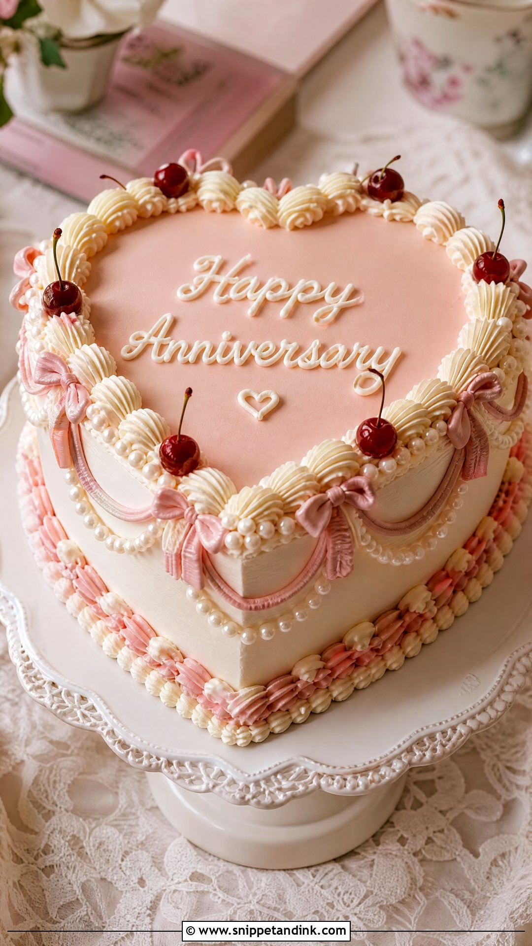 Happy Anniversary Vintage Cake - Snippet and Ink - 30 Happy Anniversary Cake Ideas