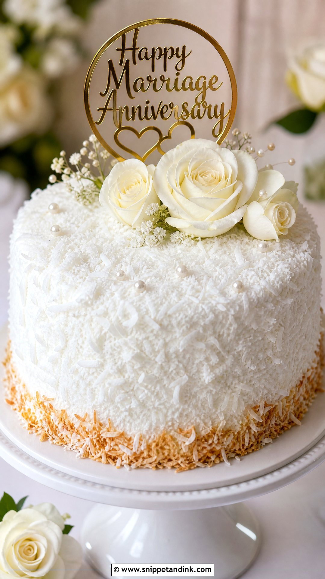 Happy Marriage Anniversary Coconut Cake - Snippet and Ink - 30 Happy Marriage Anniversary Cake Ideas
