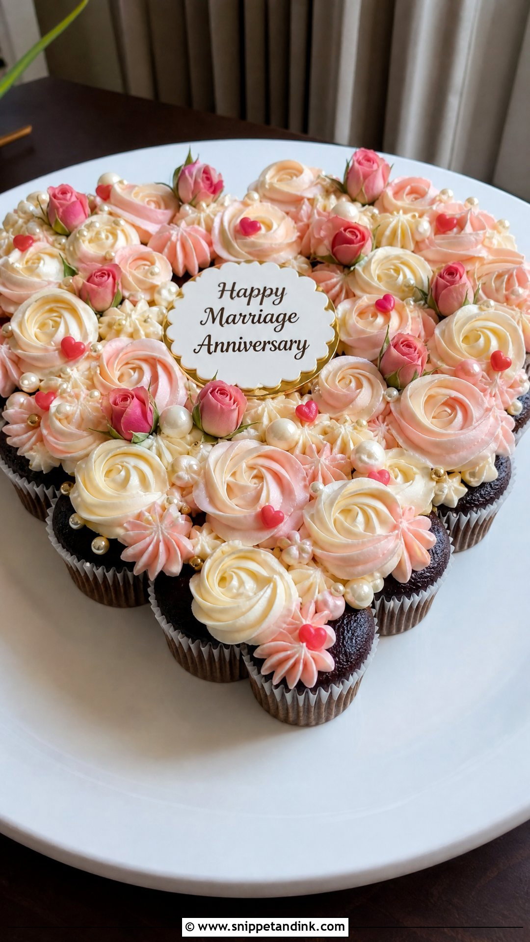 Happy Marriage Anniversary Cupcake Cake - Snippet and Ink - 30 Happy Marriage Anniversary Cake Ideas