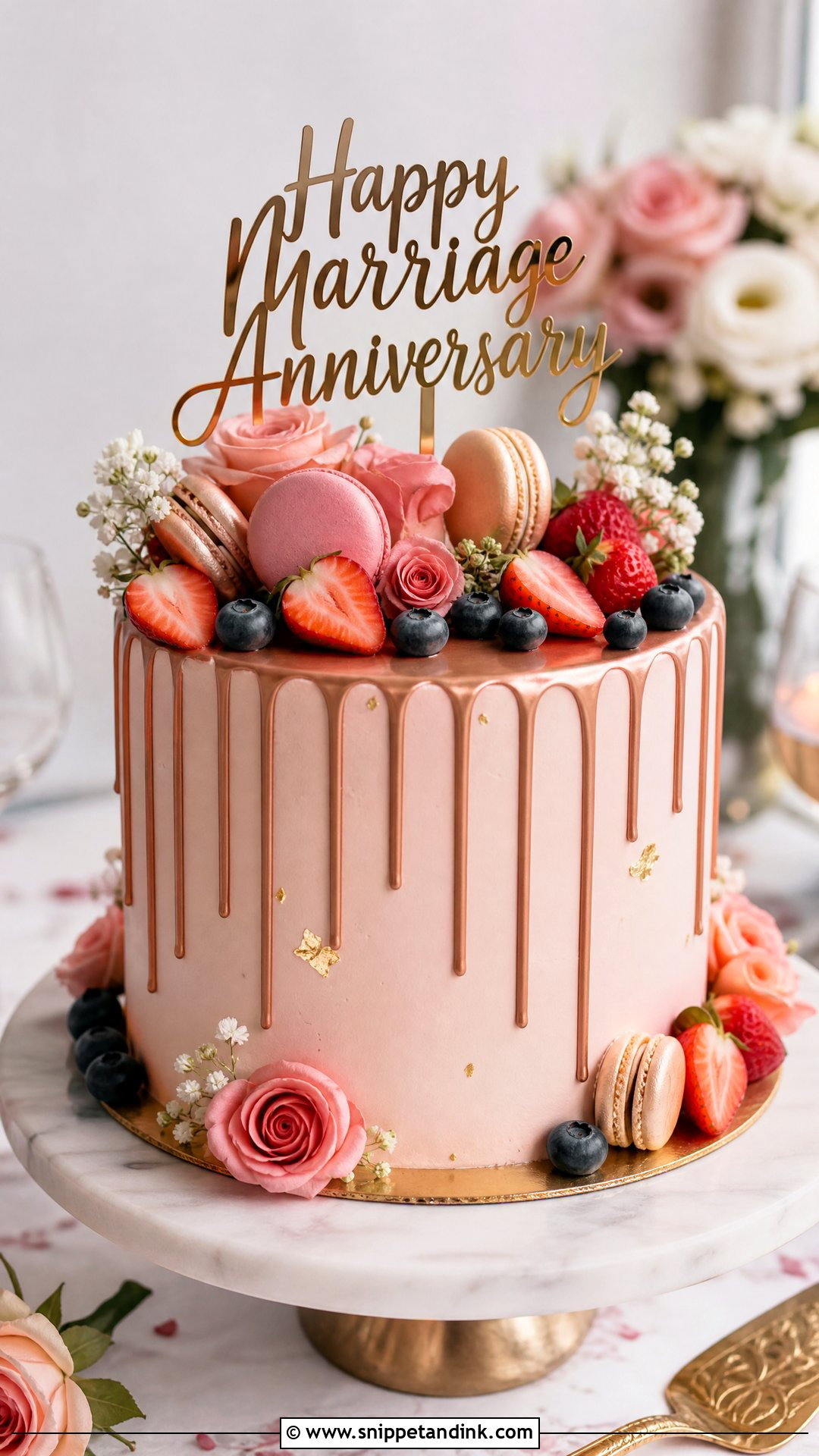 Happy Marriage Anniversary Drip Cake - Snippet and Ink - 30 Happy Marriage Anniversary Cake Ideas