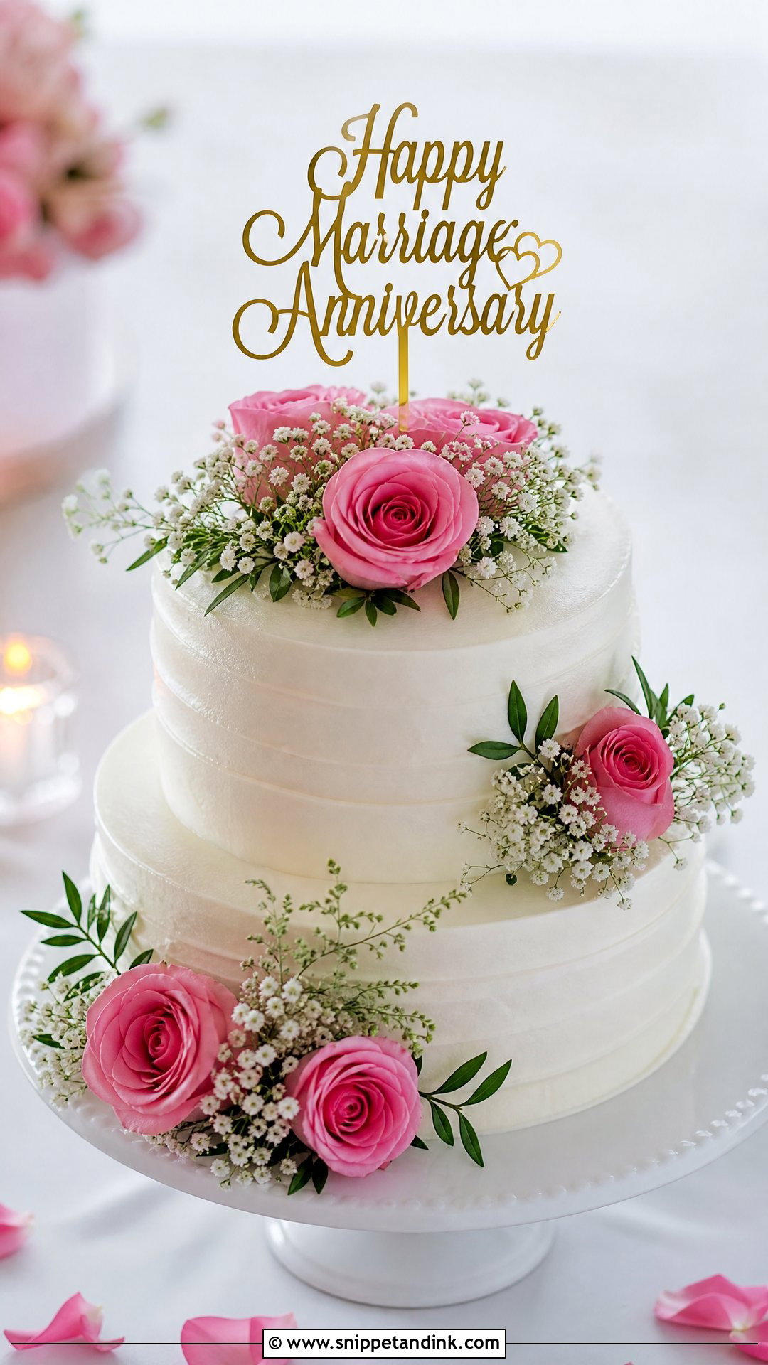 Happy Marriage Anniversary Floral Cake - Snippet and Ink - 30 Happy Marriage Anniversary Cake Ideas