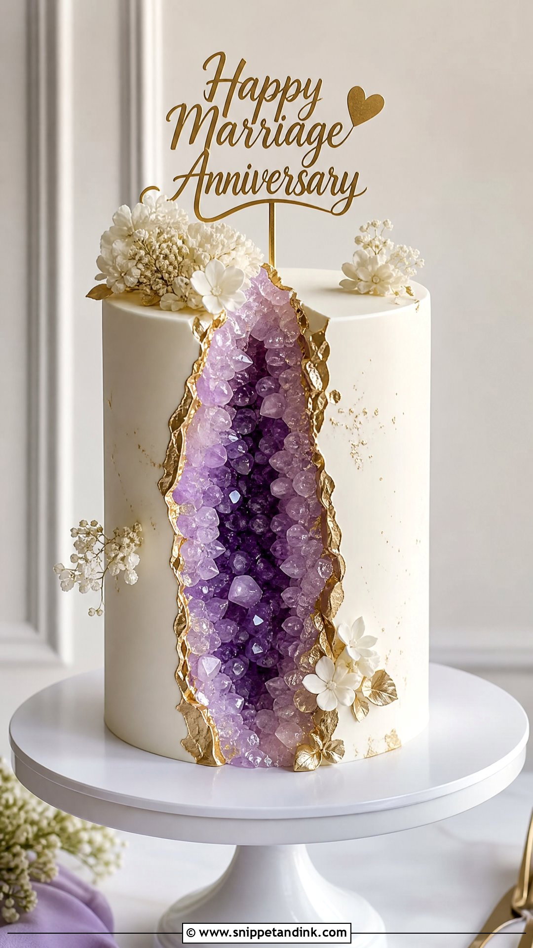 Happy Marriage Anniversary Geode Cake - Snippet and Ink - 30 Happy Marriage Anniversary Cake Ideas