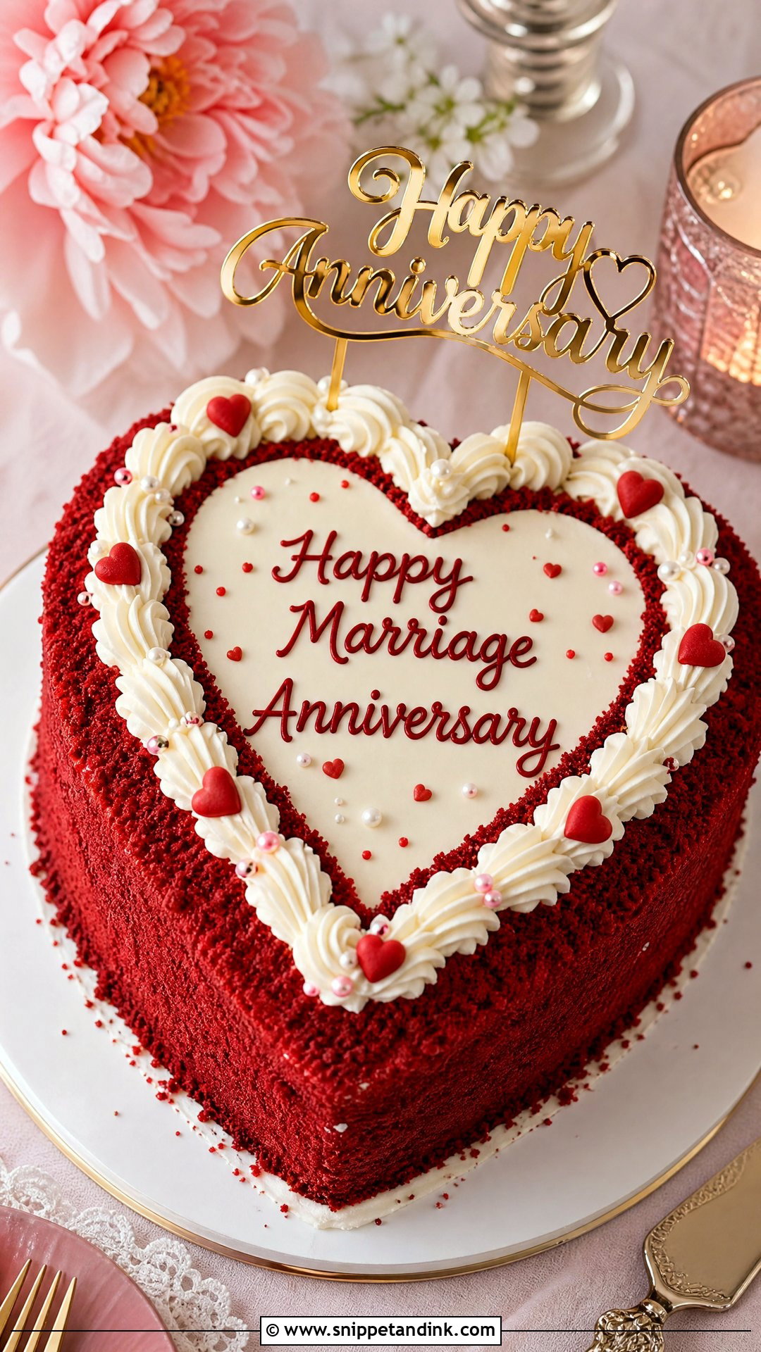 Happy Marriage Anniversary Heart Cake - Snippet and Ink - 30 Happy Marriage Anniversary Cake Ideas