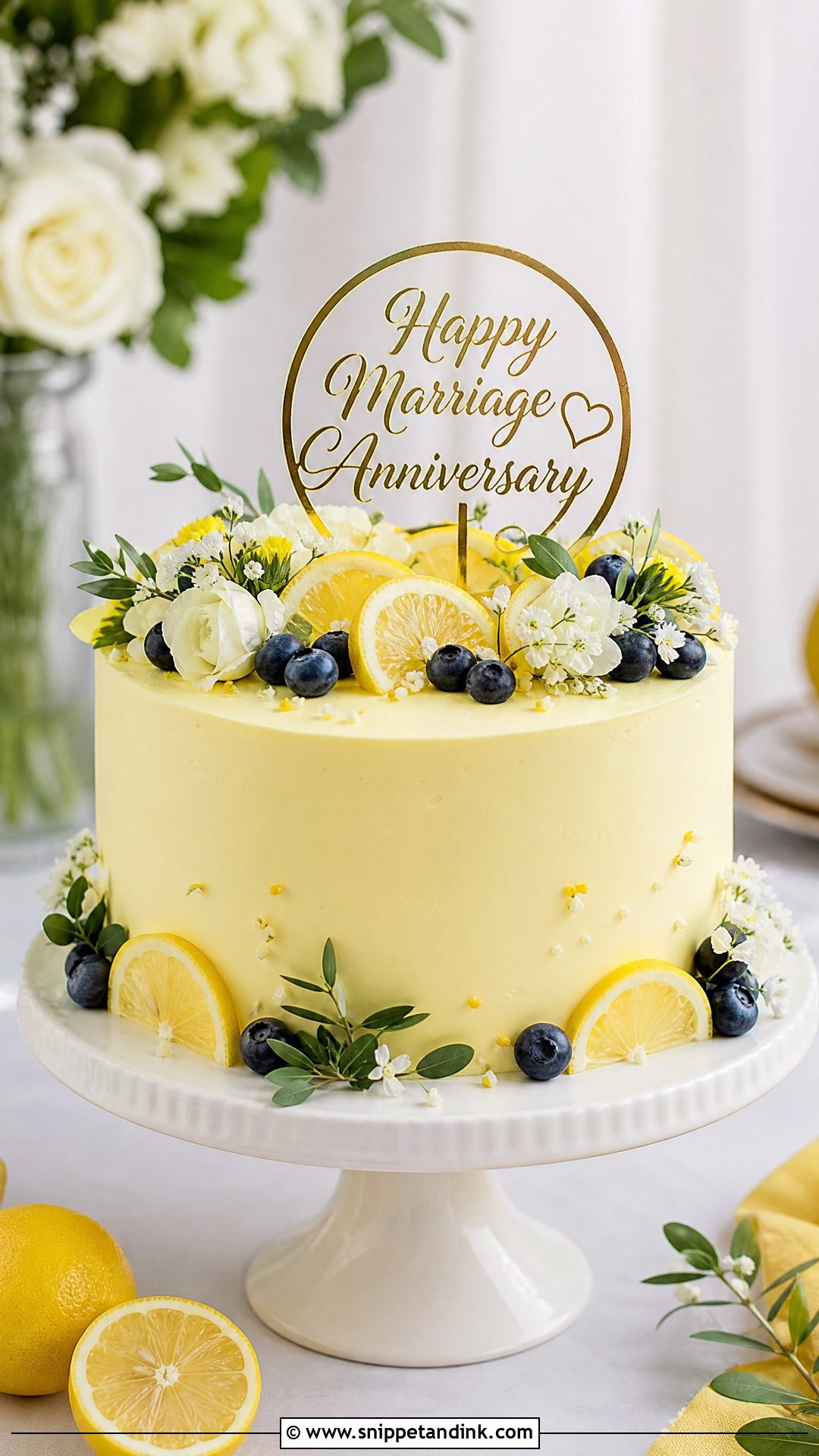 Happy Marriage Anniversary Lemon Cake - Snippet and Ink - 30 Happy Marriage Anniversary Cake Ideas