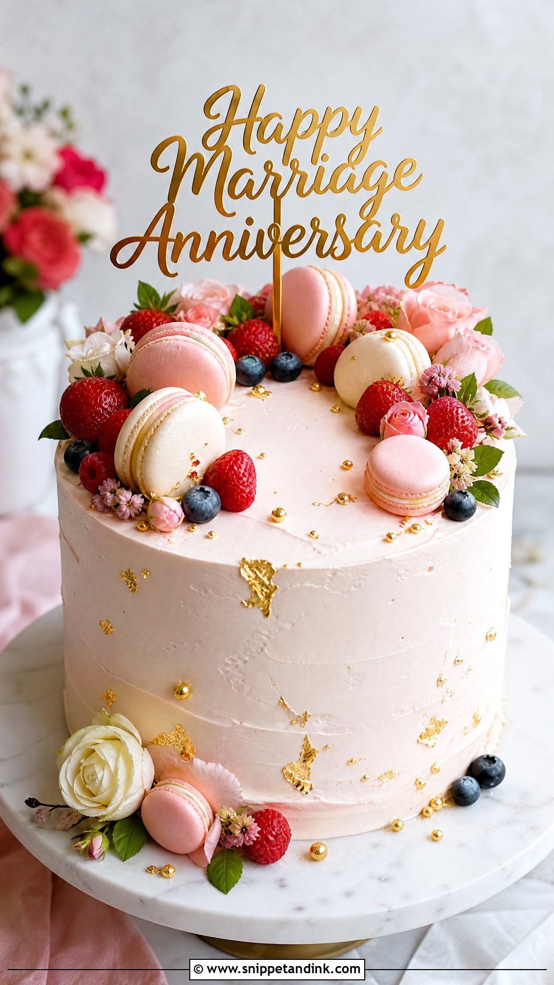 Happy Marriage Anniversary Macaron Cake - Snippet and Ink - 30 Happy Marriage Anniversary Cake Ideas