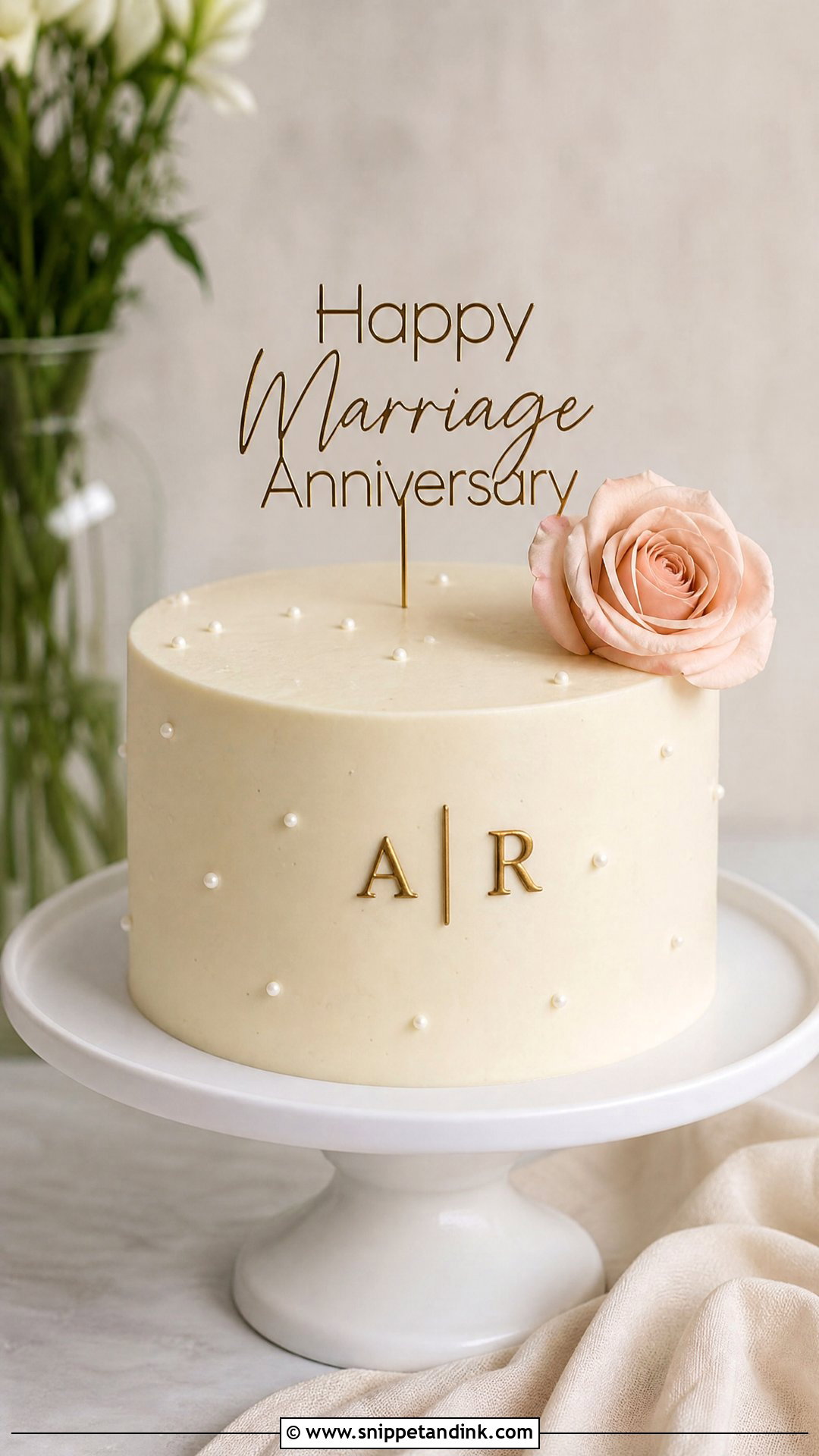 Happy Marriage Anniversary Minimal Cake - Snippet and Ink - 30 Happy Marriage Anniversary Cake Ideas
