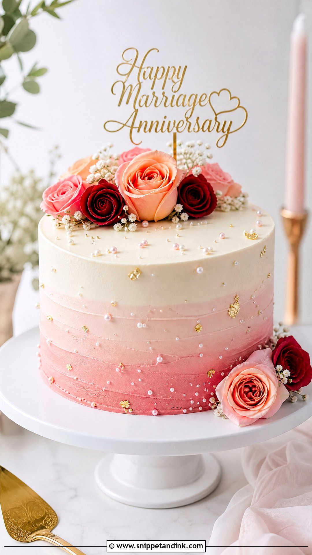 Happy Marriage Anniversary Ombre Cake - Snippet and Ink - 30 Happy Marriage Anniversary Cake Ideas
