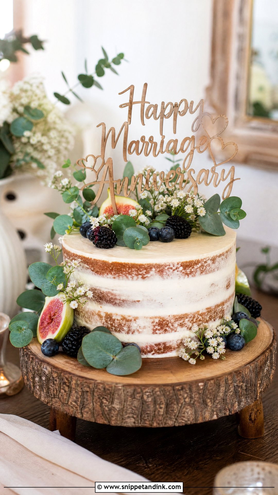 Happy Marriage Anniversary Rustic Cake - Snippet and Ink - 30 Happy Marriage Anniversary Cake Ideas