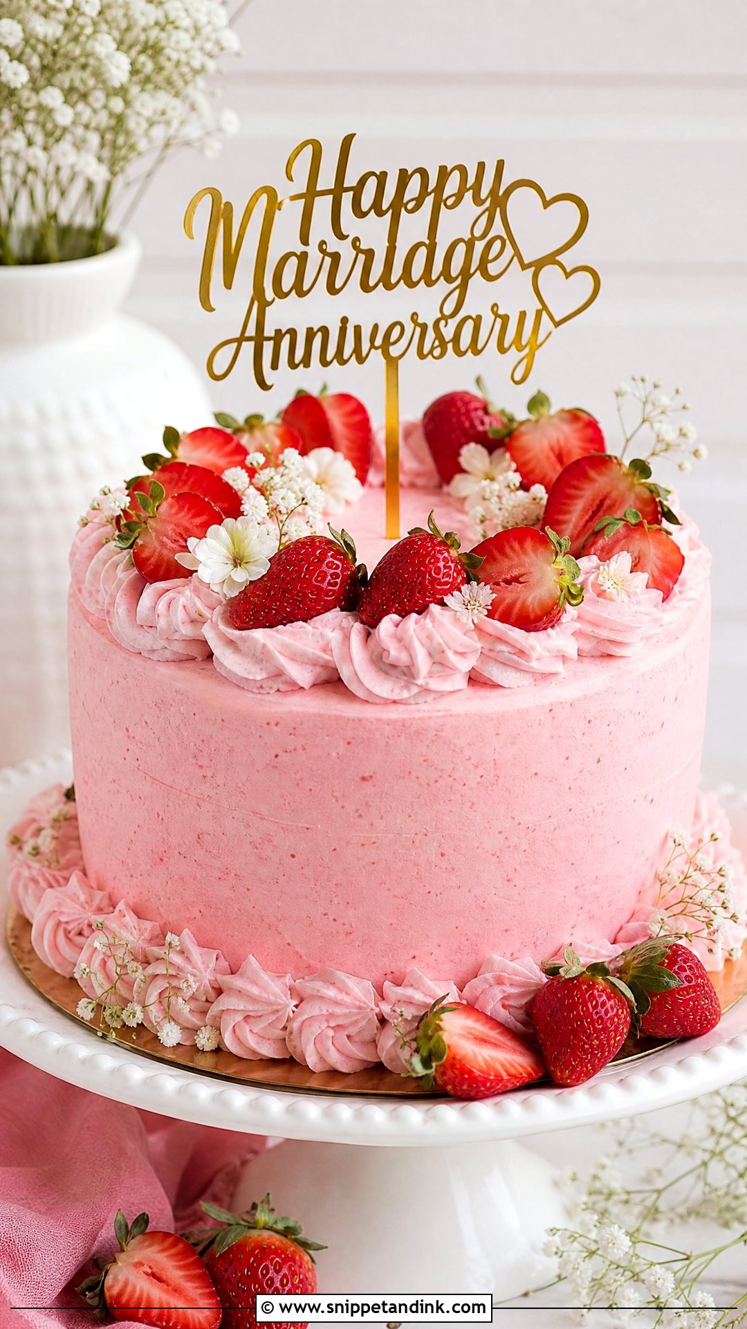 Happy Marriage Anniversary Strawberry Cake - Snippet and Ink - 30 Happy Marriage Anniversary Cake Ideas