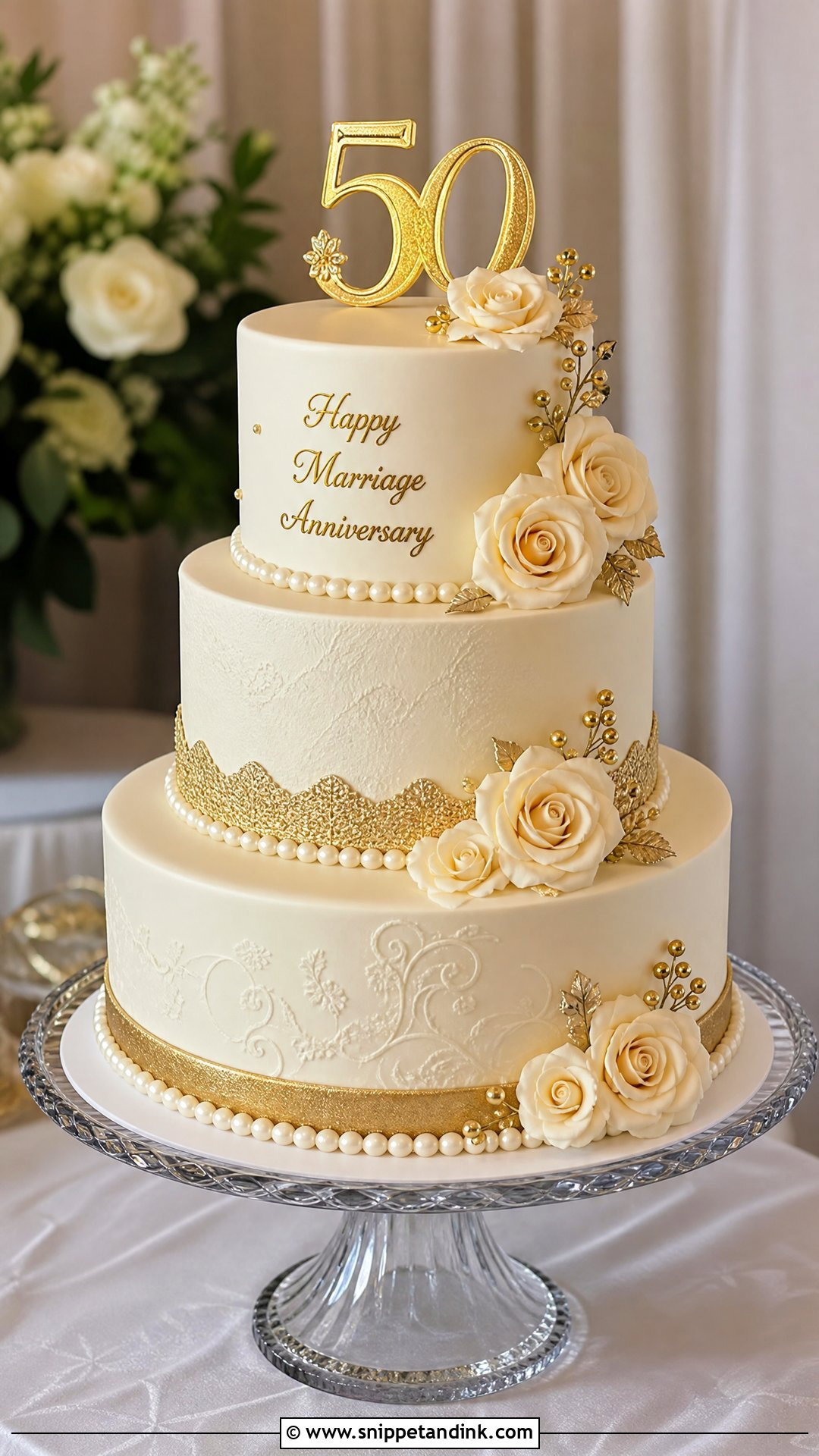 Happy Marriage Anniversary Tiered Cake - Snippet and Ink - 30 Happy Marriage Anniversary Cake Ideas