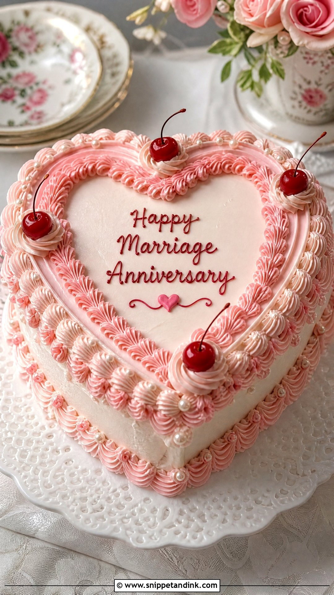 Happy Marriage Anniversary Vintage Cake - Snippet and Ink - 30 Happy Marriage Anniversary Cake Ideas