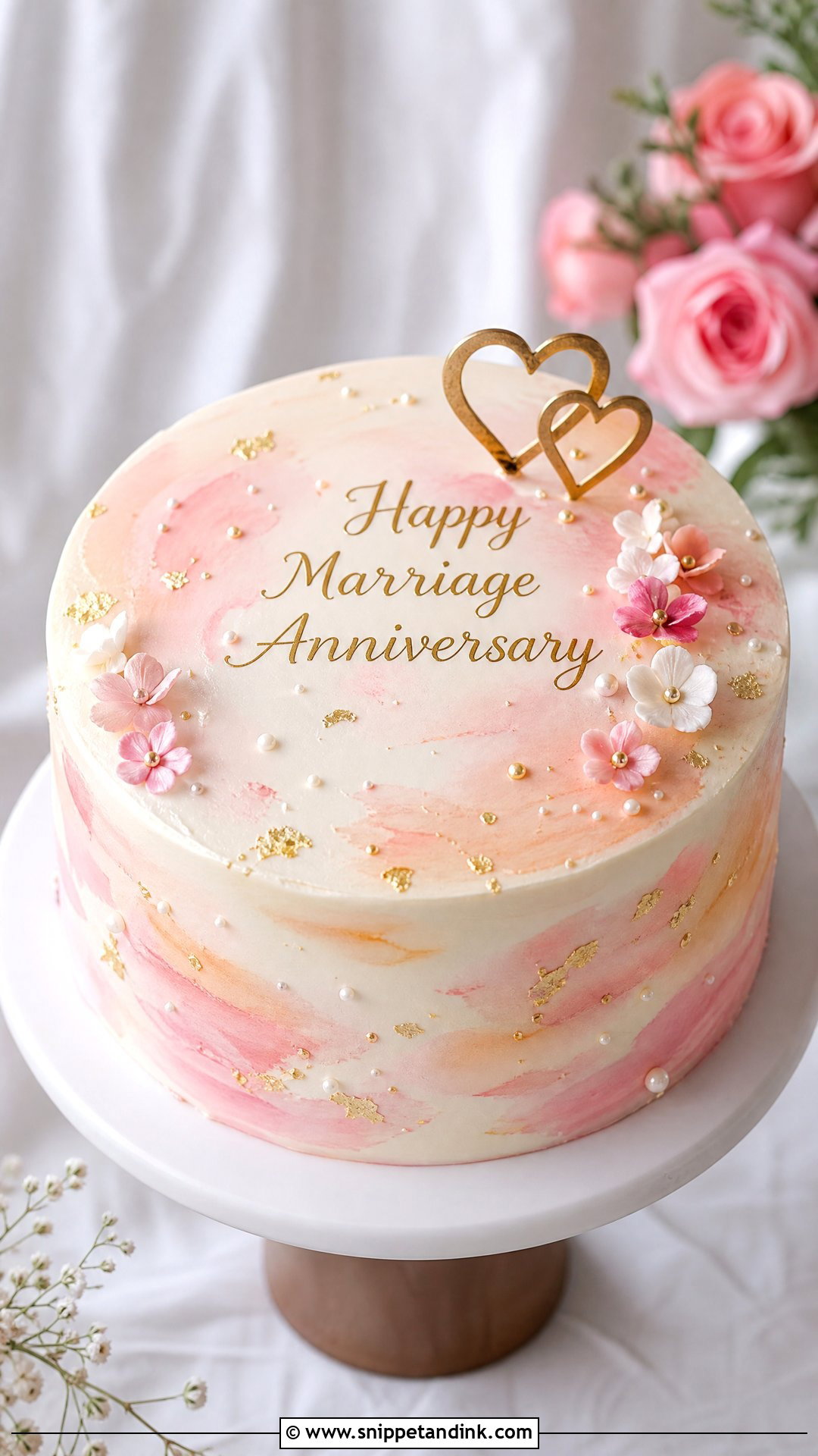 Happy Marriage Anniversary Watercolor Cake - Snippet and Ink - 30 Happy Marriage Anniversary Cake Ideas