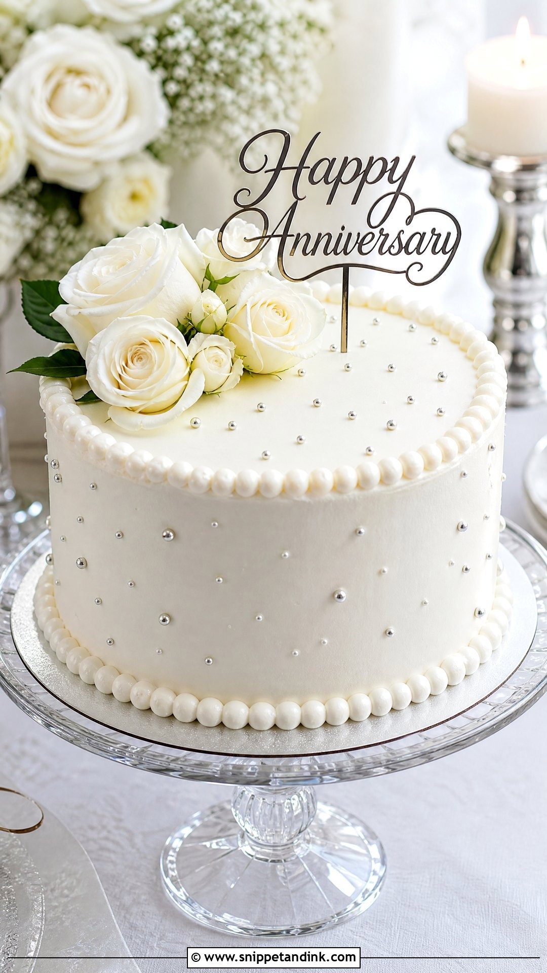 Happy Marriage Anniversary White Cake - Snippet and Ink - 30 Happy Marriage Anniversary Cake Ideas
