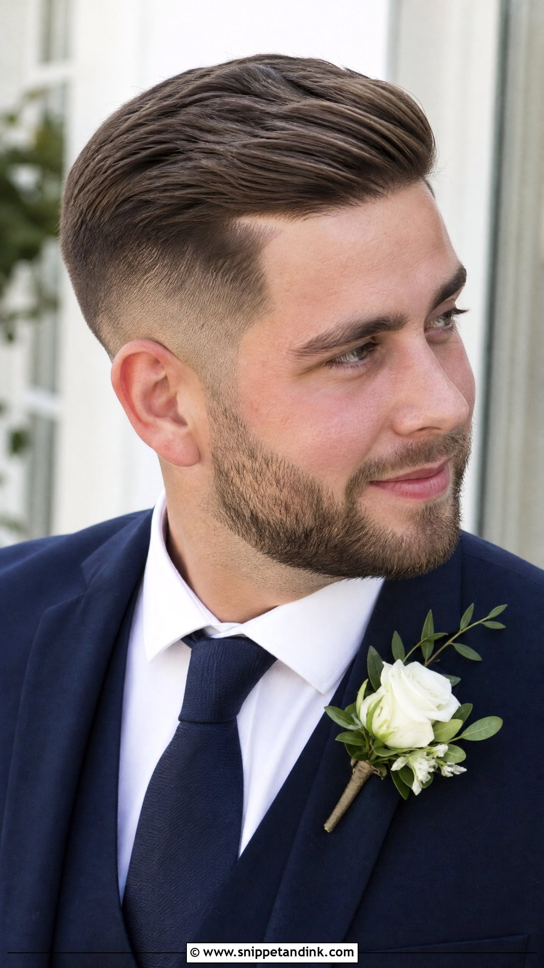 Hard Part With Beard - Snippet and Ink - 20 Groom Hairstyle Men Wedding with Beard Ideas