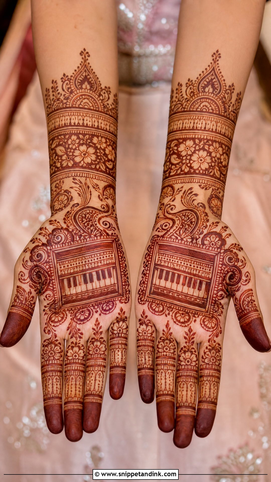 Harmonium Bridal Instruments Mehndi Design - Snippet and Ink - 20 Bridal Instruments Mehndi Designs