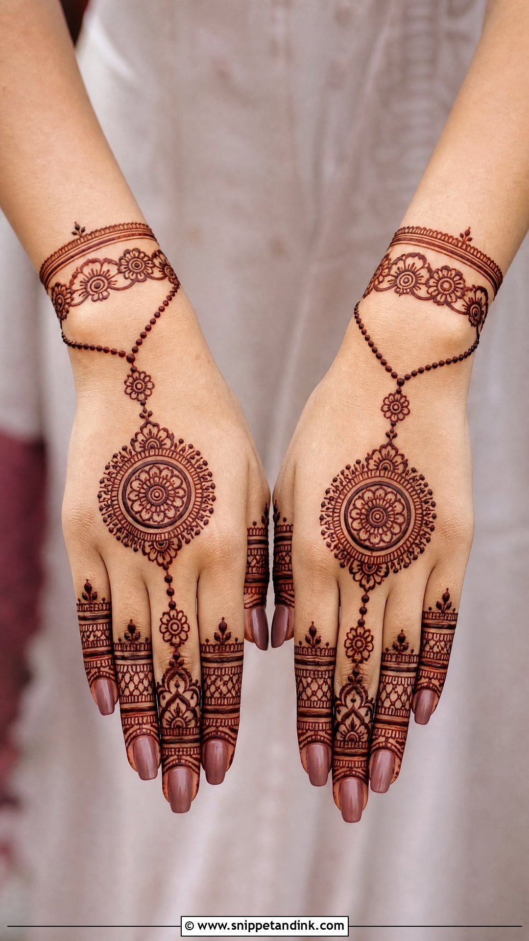 Hathphool Bridal Back Hand Mehndi Design - Snippet and Ink - 30 Bridal Back Hand Mehndi Design Ideas