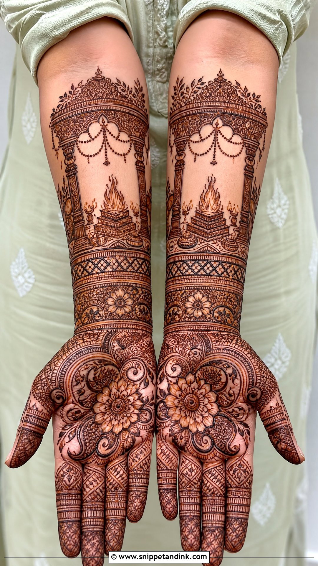 Havan Kund Forearm Mehndi Design - Snippet and Ink - 20 Havan Kund Mehndi Design Ideas