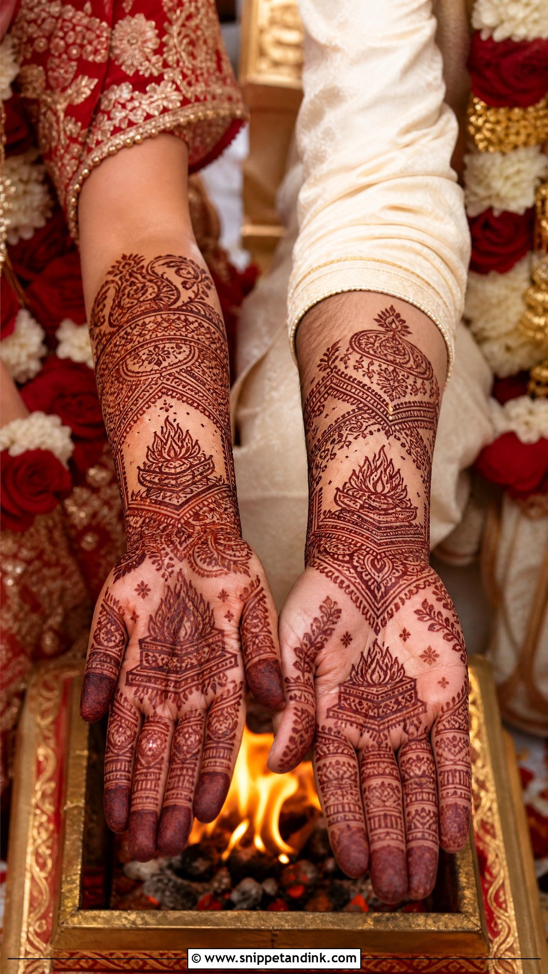 Havan Kund Mehndi Design With Bride And Groom - Snippet and Ink - 20 Havan Kund Mehndi Design Ideas