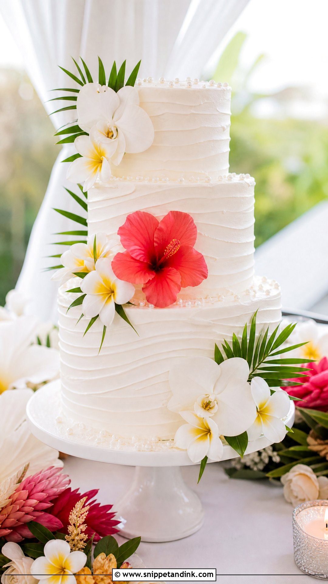 Hawaiian Buttercream Wedding Cake - Snippet and Ink - 25 Hawaiian Theme Cakes for Wedding